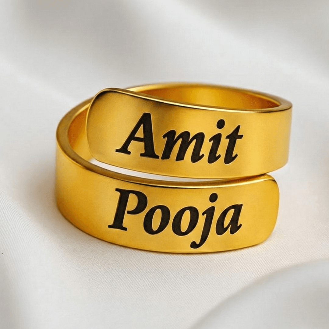 Premium Customized Double-Name Couple Ring